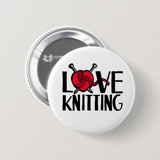 Liebe Strickknopf Abzeichen in rot Schwarz-weiß Button (Vorne & Hinten)