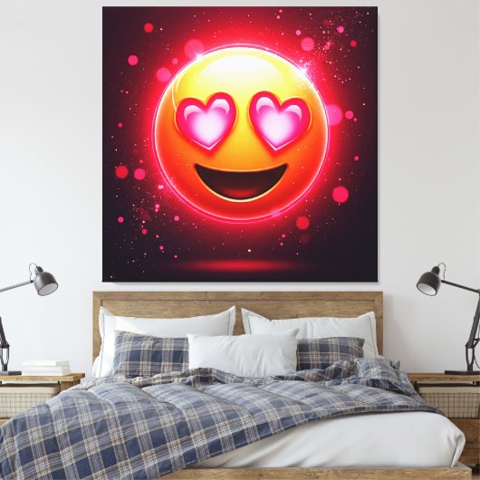 Liebe Struck Emoji Hearts Glow Leinwanddruck (Insitu (Schlafzimmer))