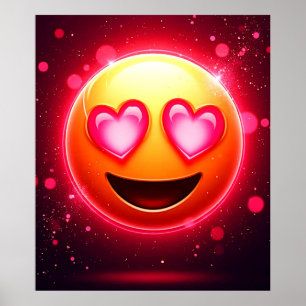 Liebe Struck Emoji Hearts Glow Poster