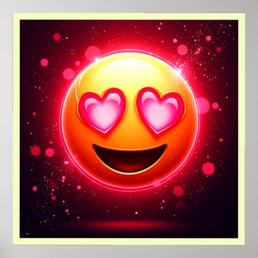 Liebe Struck Emoji Hearts Glow Poster (Vorne)