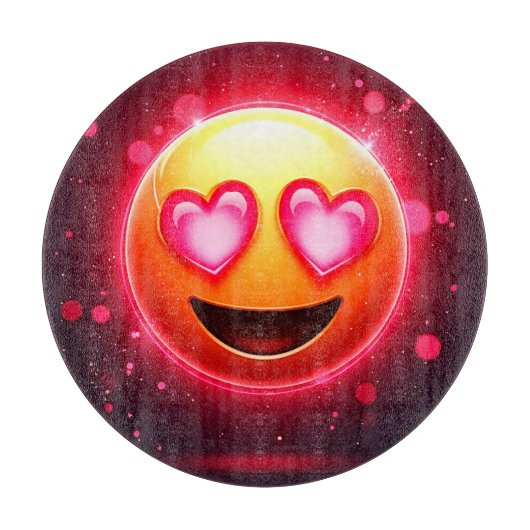 Liebe Struck Emoji Hearts Glow Schneidebrett (Vorderseite)