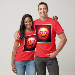 Liebe Struck Emoji Hearts Glow T-Shirt