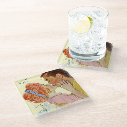 Liebe-Struck Glasuntersetzer (Schrägansicht)