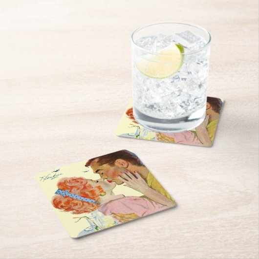 Liebe-Struck Rechteckiger Pappuntersetzer (Vor Ort)