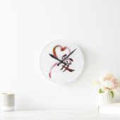 Liebe - Sumi-e Herz mit Kanjicharakter für Liebe Runde Wanduhr (Zuhause)
