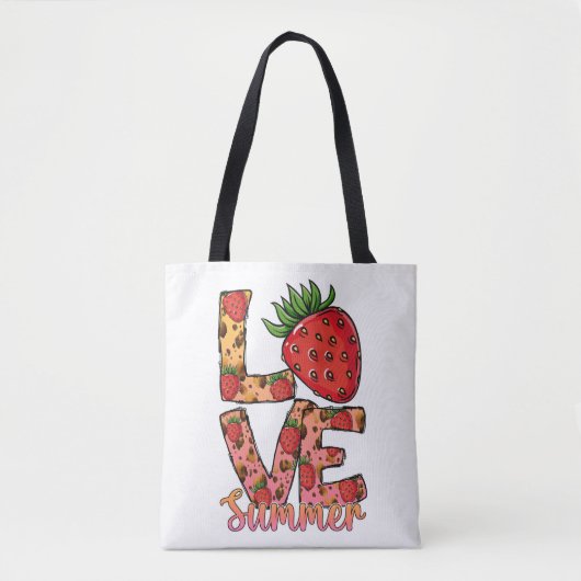 Liebe Summer Strawberry Tote Bag | Hello Summer Ba Tasche (Vorderseite)
