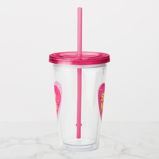 Liebe Summer Watermelon Heart Seeds Logo Rosa Acryltrinkbecher (Rechts)