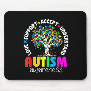 Liebe-Support-Akzeptanz für Autismus-Bewusstsein Mousepad