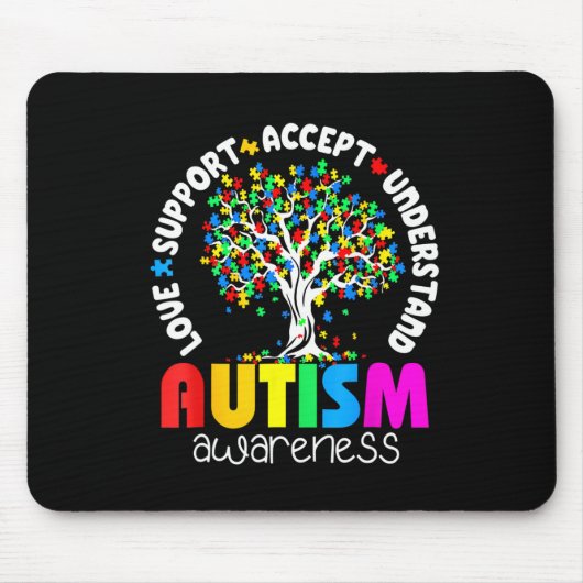 Liebe-Support-Akzeptanz für Autismus-Bewusstsein Mousepad (Vorne)