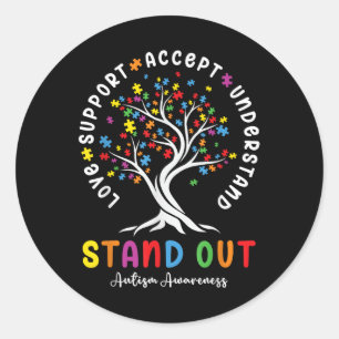 Liebe Support Akzeptieren Sie Autismus Awareness A Runder Aufkleber