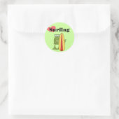 Liebe Surfen Frosch T - Shirt und Geschenke Runder Aufkleber (Tasche)