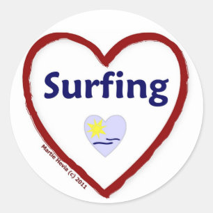 Liebe Surfen Runder Aufkleber