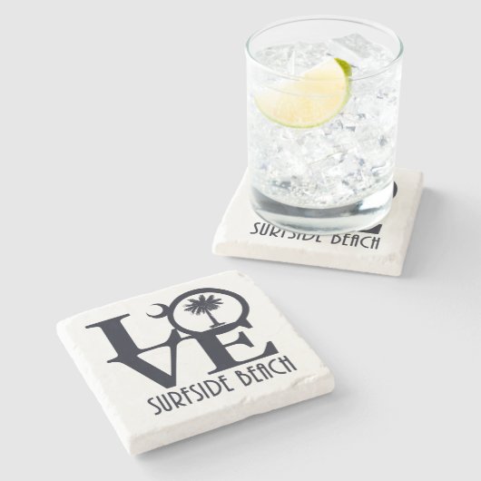 LIEBE Surfside Beach SC Steinuntersetzer (Seitenansicht)