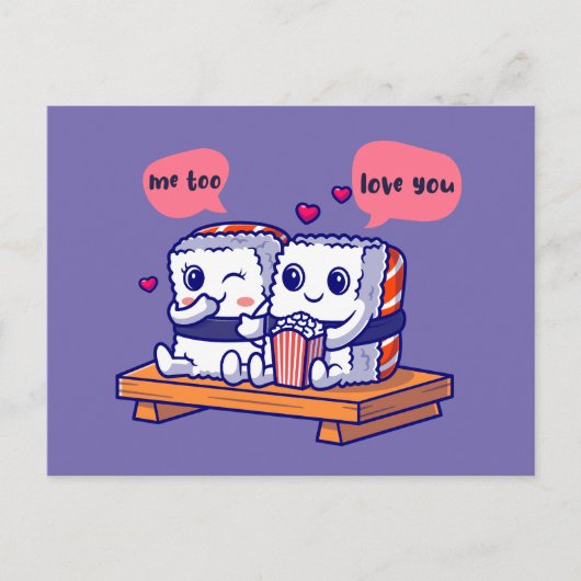 Liebe Sushi Couple Postcard Postkarte (Vorderseite)