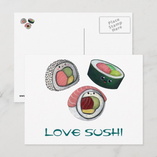 Liebe Sushi Postkarte (Vorne/Hinten)