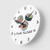 Liebe-Sushi Runde Wanduhr (Winkel)