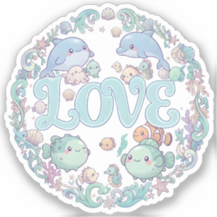 Liebe Süße Chibi Meerestiere Aufkleber