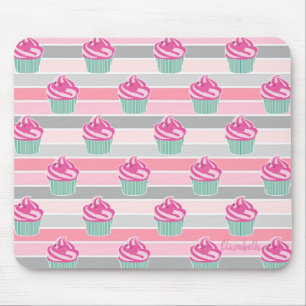 Liebe Süße Cupcakes, Streifen - Personalisiert Mousepad