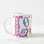 Liebe-süße kleine Eulen im Gingham Kaffeetasse (Links)