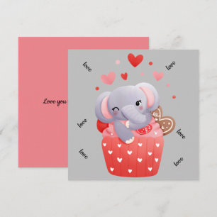 Liebe süße Valentins-Elefant Feiertagskarte