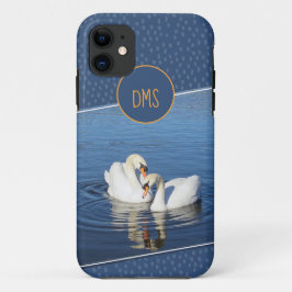 Liebe Swans Blue Monogram Case-Mate iPhone Hülle