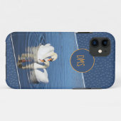 Liebe Swans Blue Monogram Case-Mate iPhone Hülle (Rückseite (Horizontal))