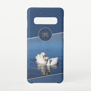 Liebe Swans Blue Monogram Phone Case Samsung Galaxy S10 Hülle