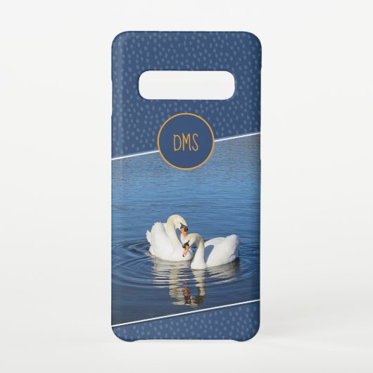 Liebe Swans Blue Monogram Phone Case Samsung Galaxy Hülle (Rückseite)