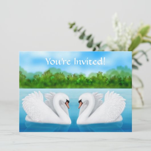 Liebe Swans Einladung (Stehend Vorderseite)