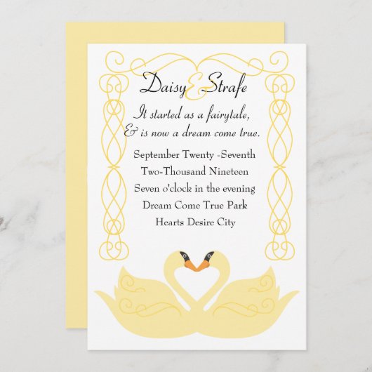 Liebe Swans Einladung (Vorne/Hinten)