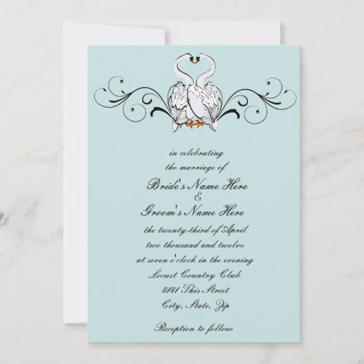 Liebe Swans Hochzeitseinladung Einladung (Vorderseite)
