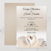 Liebe Swans on White and Cream Wedding Einladung (Vorne/Hinten)