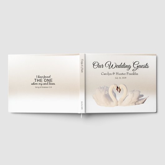 Liebe Swans on White and Cream Wedding Gästebuch (Voll)