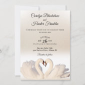 Liebe Swans on White & Cream Wedding Einladung (Vorderseite)