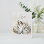 Liebe Swans Romantische Hochzeit Postkarte (Stehend Vorderseite)