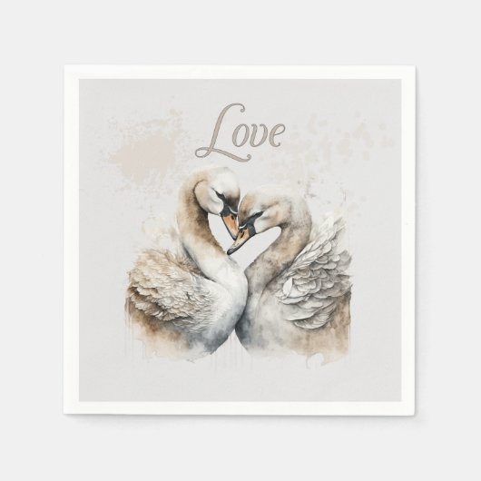 Liebe Swans Romantische Hochzeit Serviette (Vorderseite)