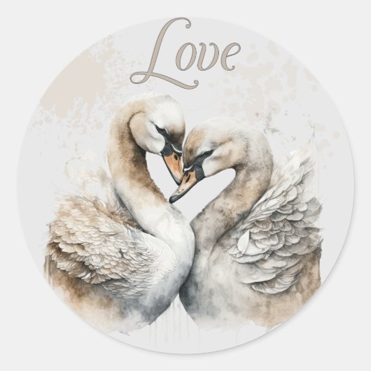 Liebe Swans Runder Aufkleber (Vorderseite)