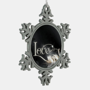 Liebe Swans Wedding Schneeflocken Zinn-Ornament