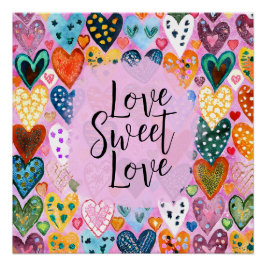 Liebe Sweet Liebe Valentinstag Herz Bright Color Poster