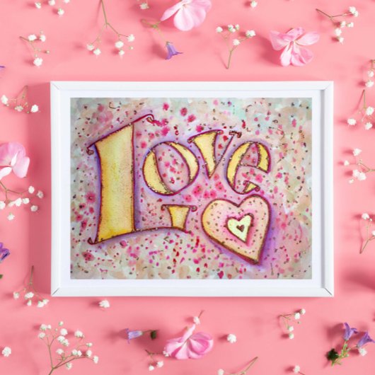 Liebe Sweet Pink Art Painting Poster Print