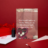 Liebe Sweetheart Rot und Weiß Personalisiertes Fot Mitteilungskarte