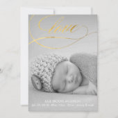 Liebe Swirl Baby Birth Announcement Foto Card Ankündigung (Vorderseite)