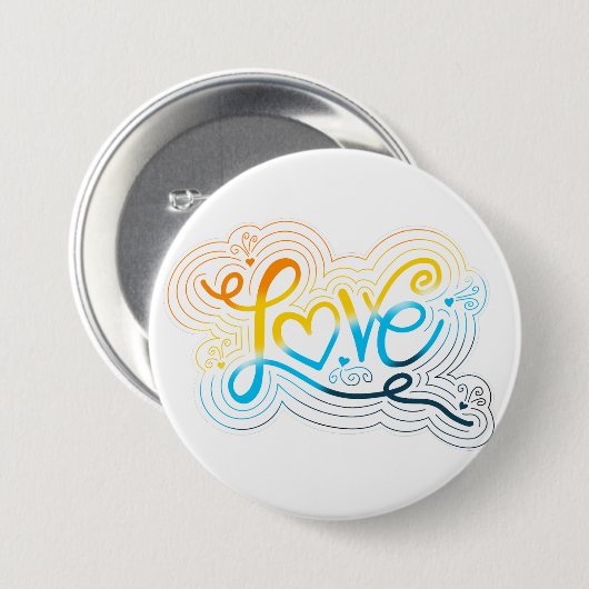 Liebe Swirl Doodle AroAce Flag Buchstaben Button (Vorne & Hinten)