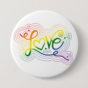 Liebe Swirl Doodle LGBTQ+ Rainbow Prilag Flag Lett Button