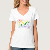 Liebe Swirl Doodle LGBTQ+ Rainbow Prilag Flag Lett T-Shirt (Vorderseite)