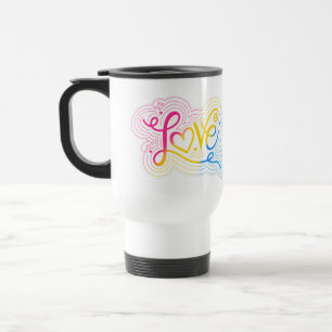 Liebe Swirl Doodle Pan Pride Beschriftung Reisebecher