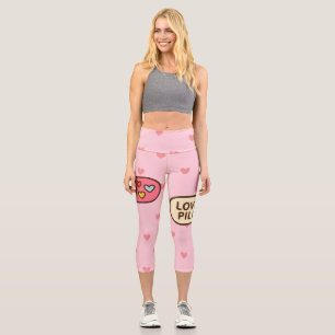 Liebe Tablettenaufkleber - Niedlich Kapsel mit Car Capri Leggings
