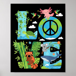 Liebe Tag der Erde 2026 Tierliebhaber Umwelt ich Poster