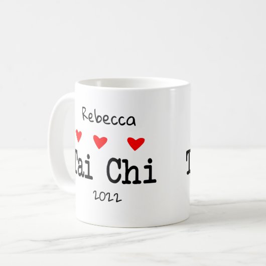 Liebe Tai Chi Funny Zitat mit Red Hearts Kaffeetasse (Vorderseite Links)