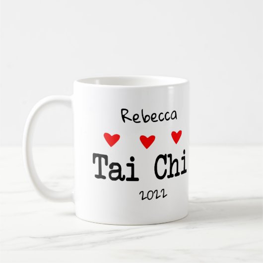 Liebe Tai Chi Funny Zitat mit Red Hearts Kaffeetasse (Links)